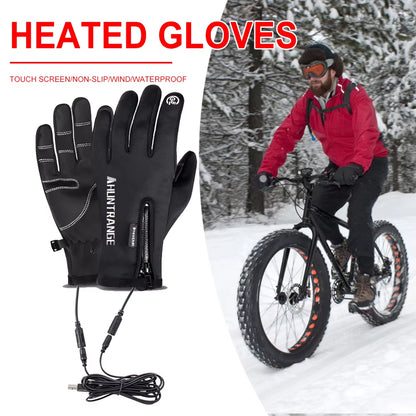 USB Heated Gloves Rechargeable Ski Eletric Thermal Heat Gloves Winter Warm Skiing Gloves for Snowboarding Mountaineering Riding